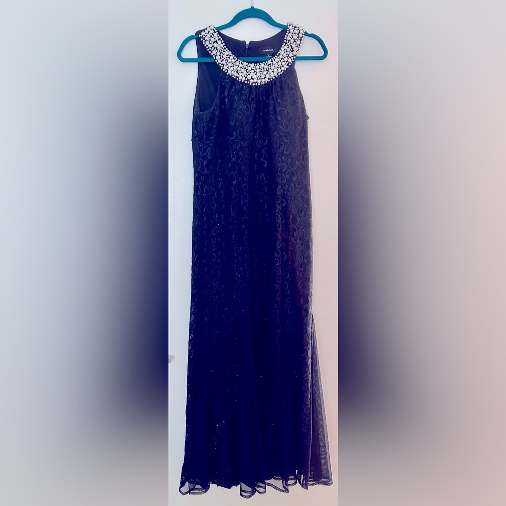 Beautiful midnight blue lace with Pearl color gown. Only worn once.